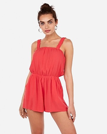 cinch waist ruched romper | Express