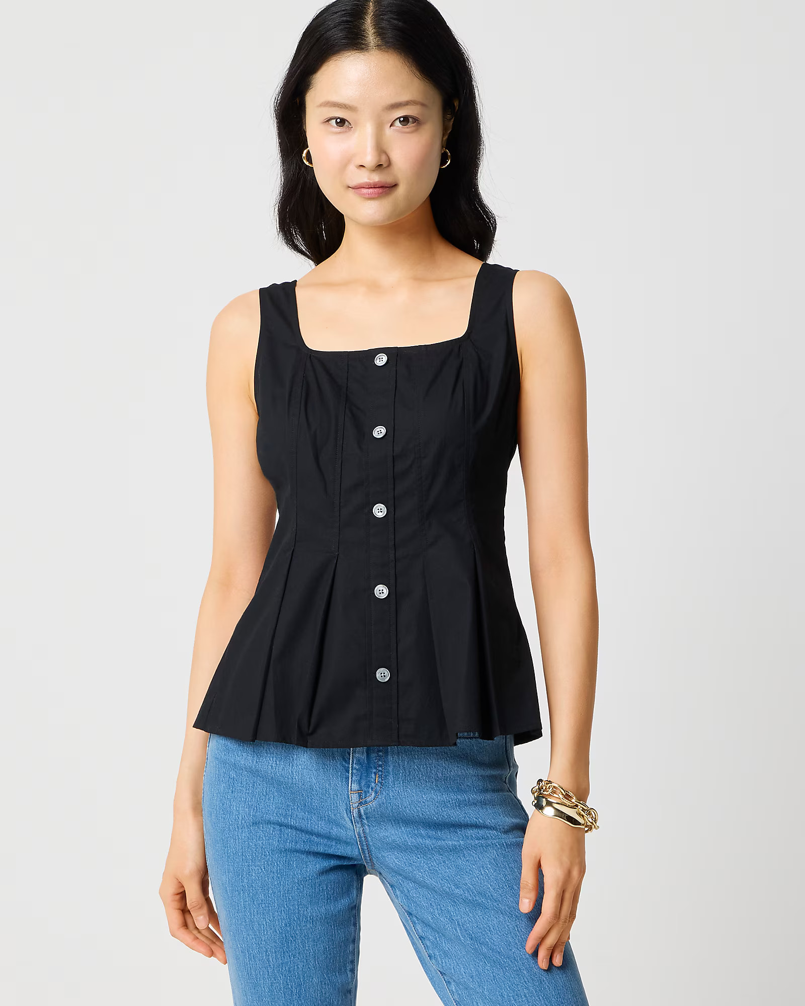 Sleeveless button-up peplum top | J.Crew Factory