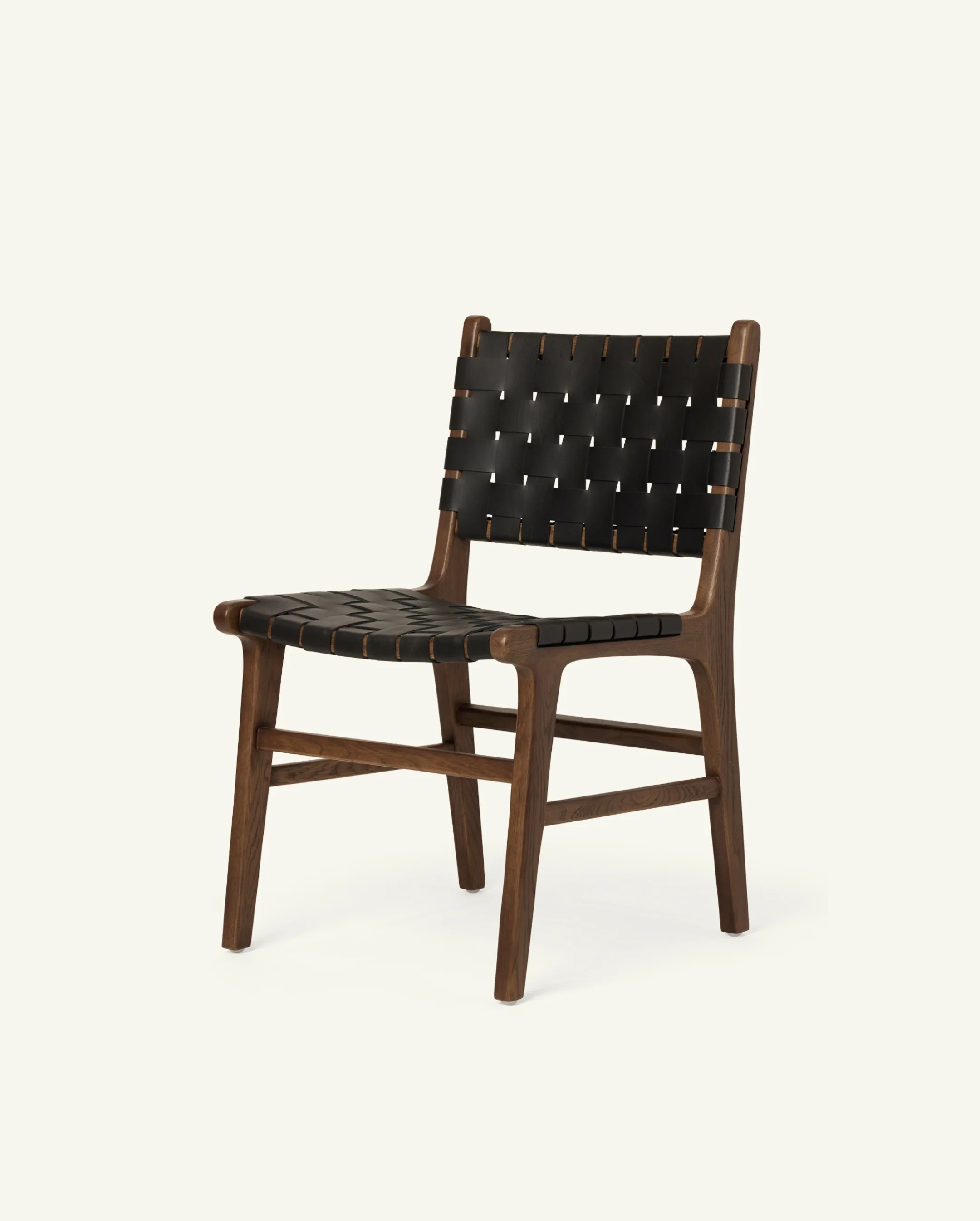 Dining #1 - Dining chair in Oak and Woven Black Leather | Häti Home
