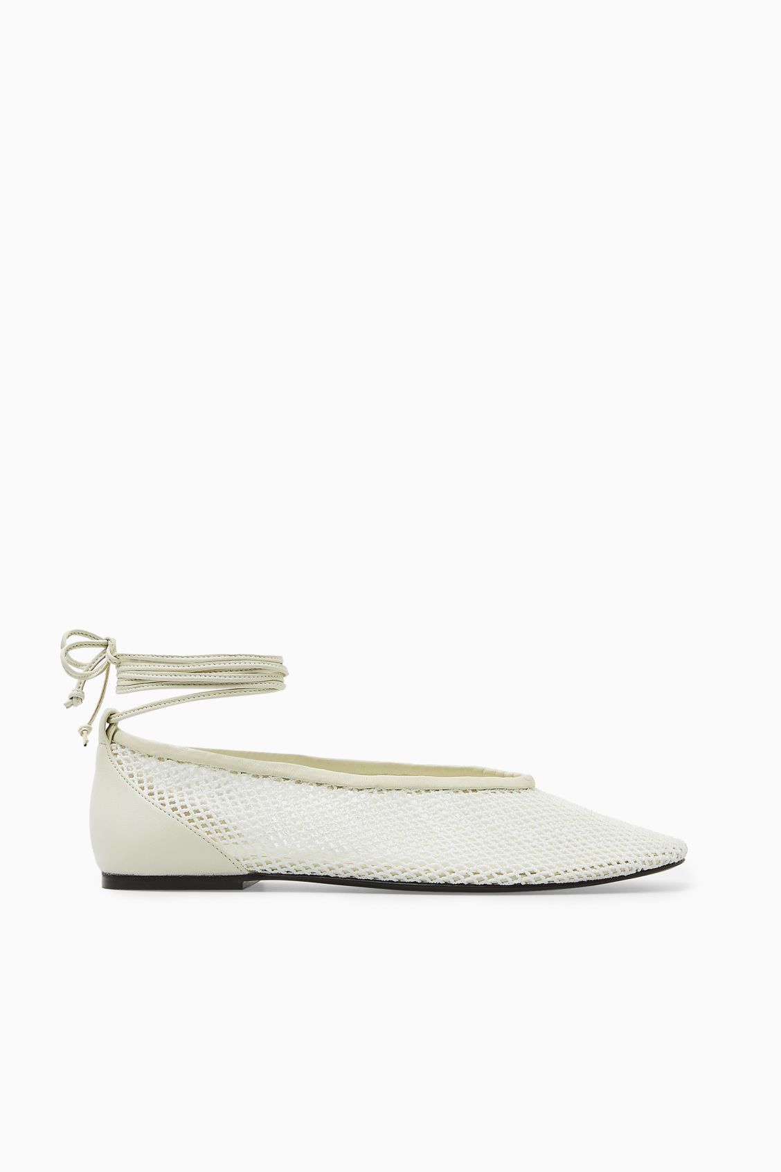 LEATHER-TRIMMED MESH BALLET FLATS - White - Shoes - COS | COS (US)