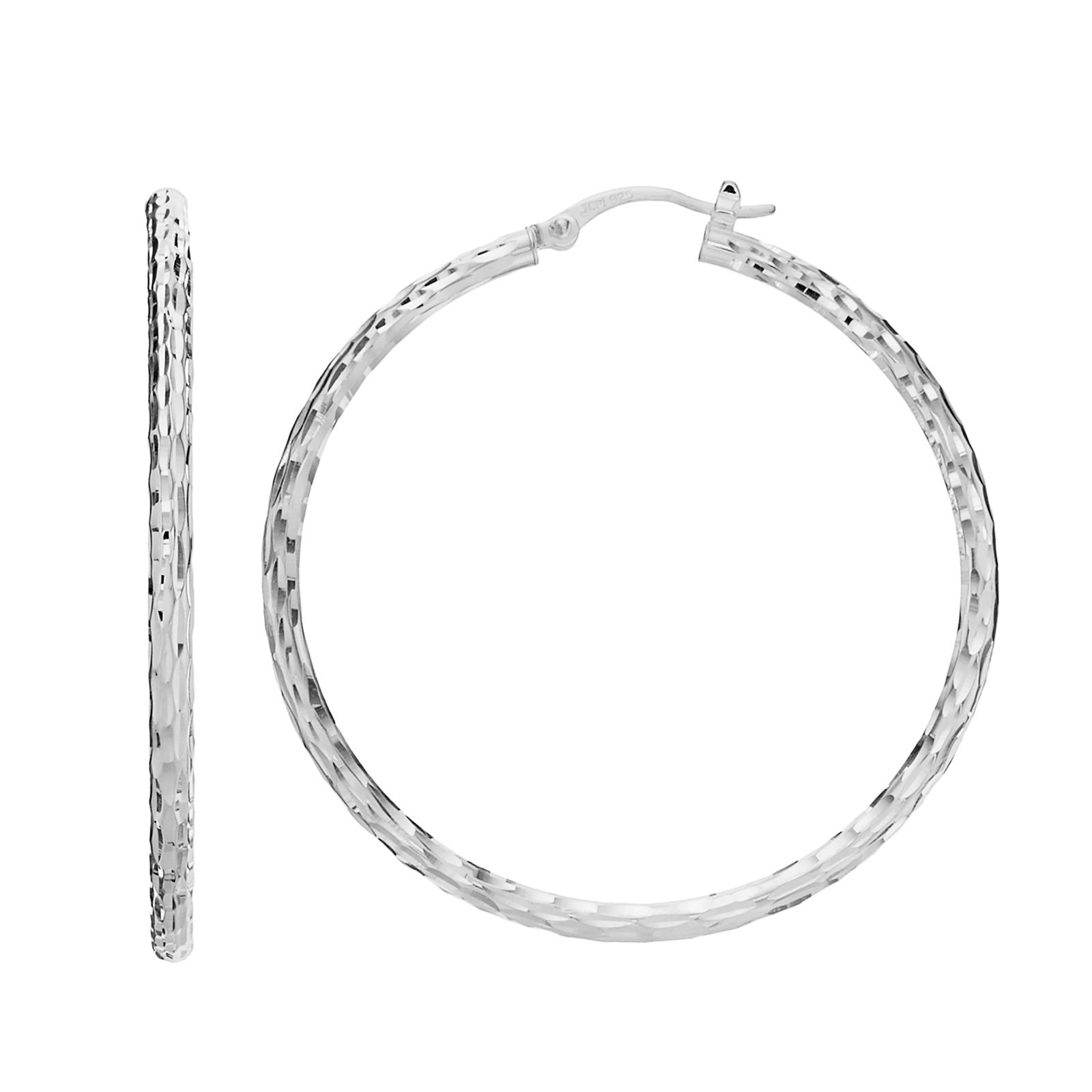 Silver Classics Sterling Silver Textured Tube Hoop Earrings, Women's, GREY | Kohl's