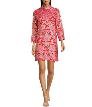 Jude Connally Helen Imperial Garden Print Stand Collar Long Sleeve Dress | Dillard's | Dillard's