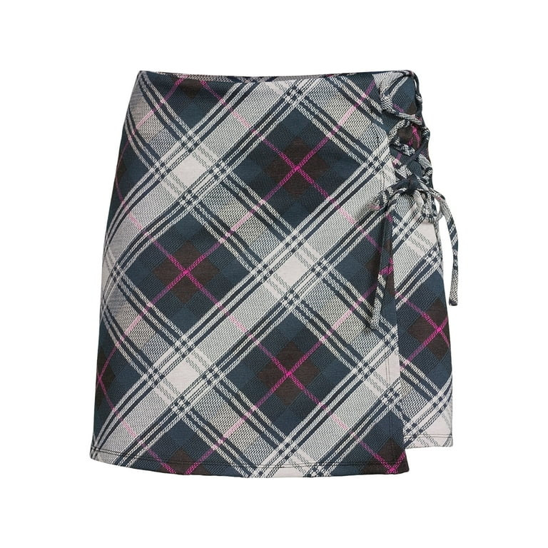 Madden NYC Women’s Side Lace-Up Plaid Skirt | Walmart (US)