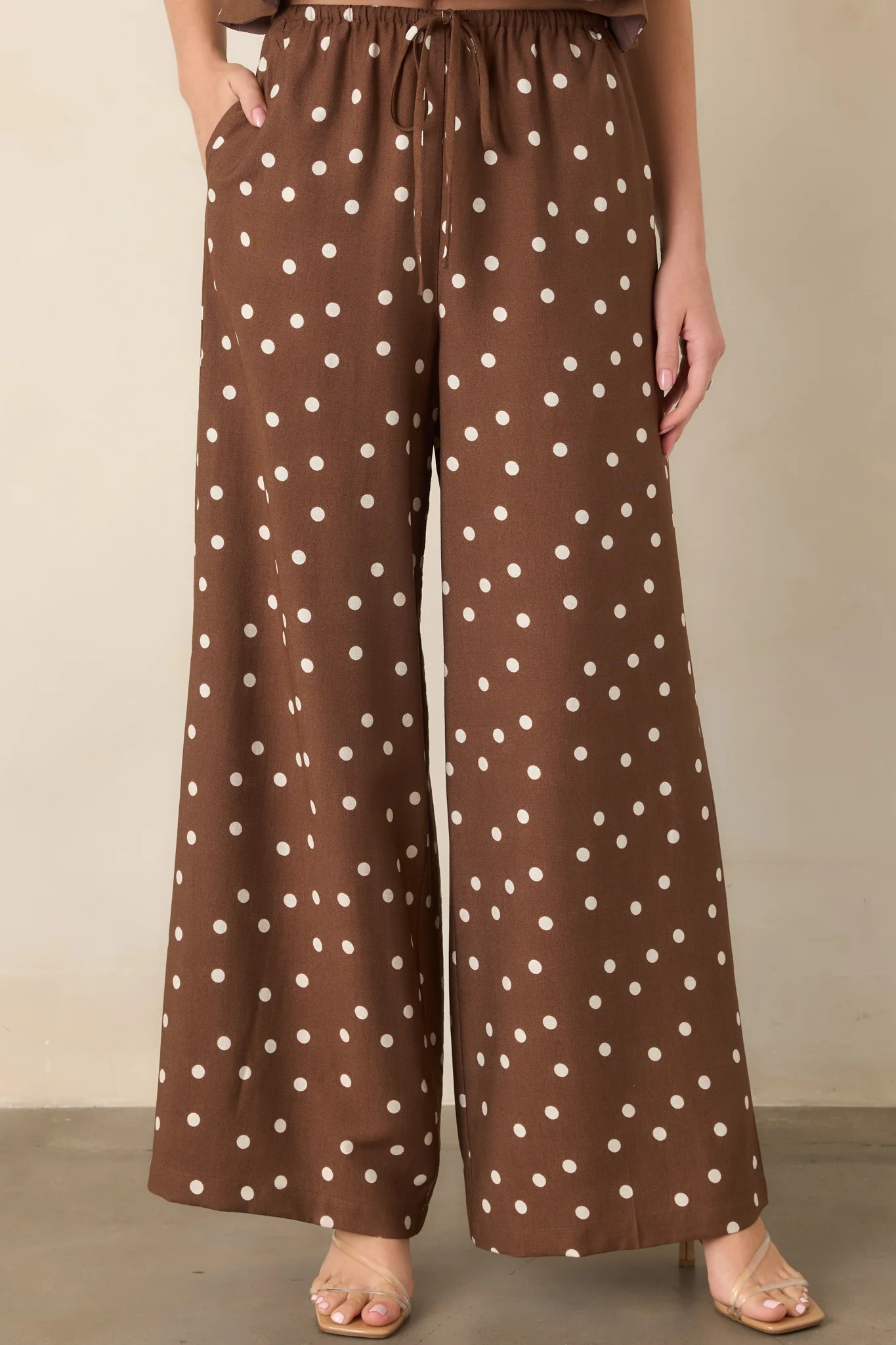 Spotted Together Brown & Ivory Polka Dot Wide Leg Pants | Red Dress