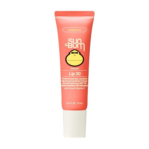 Sun Bum SPF 30 Sunscreen Sunset Cove Tinted Lip Balm - Coconut Flavor Broad Spectrum Moisturizing with Aloe & Vitamin E - Hawaii 104 Act Compliant (Made Without Octinoxate & Oxybenzone) - 0.5 oz | Amazon (US)