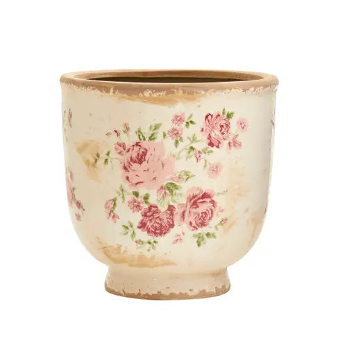 NEARLY NATURAL 7.5-in Tuscan Ceramic Floral Print Planter in Green at Nordstrom | Nordstrom