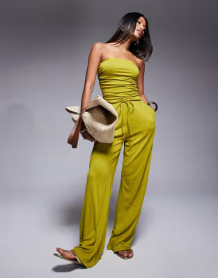 ASOS DESIGN crinkle set in olive | ASOS (Global)