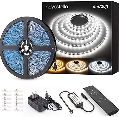 Novostella 20ft Tunable White LED Strip Light kit Dimmable 3000K-6000K 24V LED Tape Light with Re... | Amazon (US)