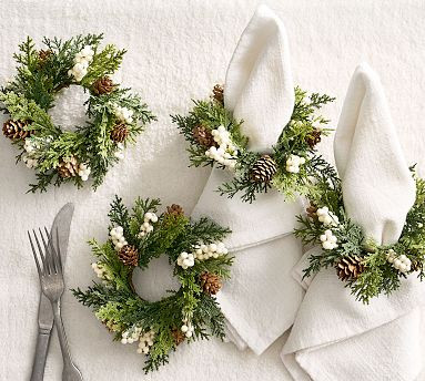 White Berry Pinecone Napkin Rings - Set of 4 | Pottery Barn (US)