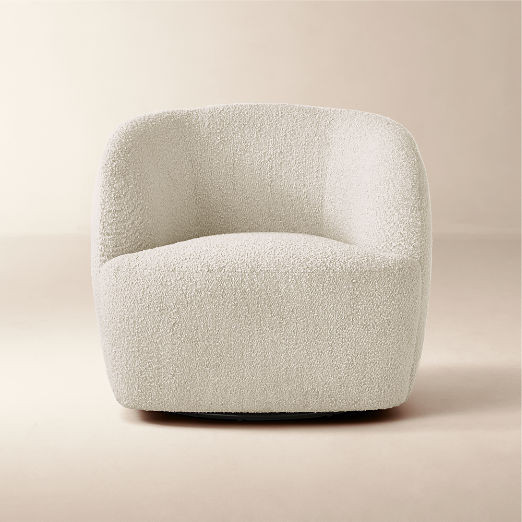 Gwyneth Ivory Boucle Swivel Chair by Goop + Reviews | CB2 | CB2