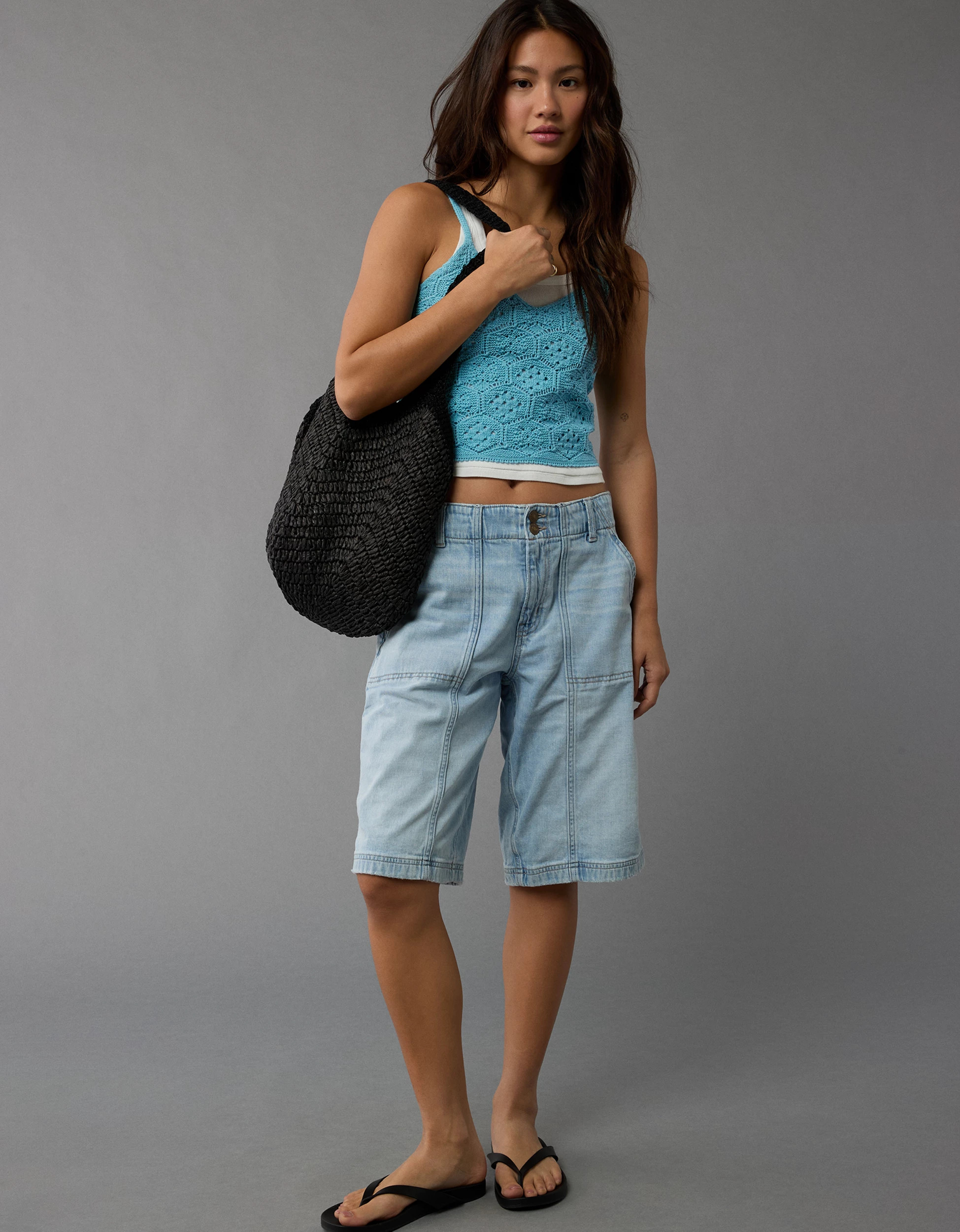 AE V-Neck Crochet Sweater Tank Top | American Eagle Outfitters (US & CA)