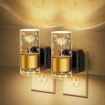JandCase Night Lights Plug into Wall,2 Pack Rose Carved Night Light for Girls, 3000K+RGB 10-Color... | Amazon (US)