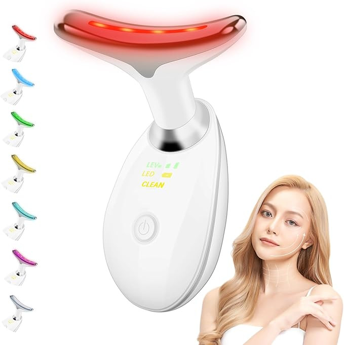 Face and Neck Massager,7 Color LED Facial Massager for Skin Care,Light Therapy for Face, Multifun... | Amazon (US)