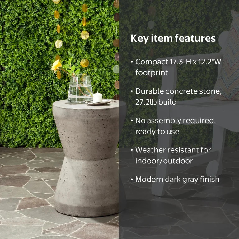 Safavieh Torre 17.3" Modern Concrete Indoor/Outdoor Accent Table in Dark Gray | Walmart (US)