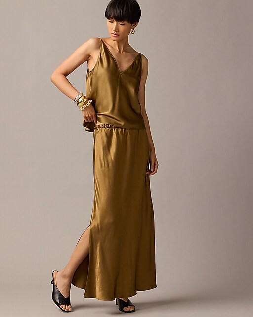 Side-slit pull-on skirt in luster crepe | J. Crew US