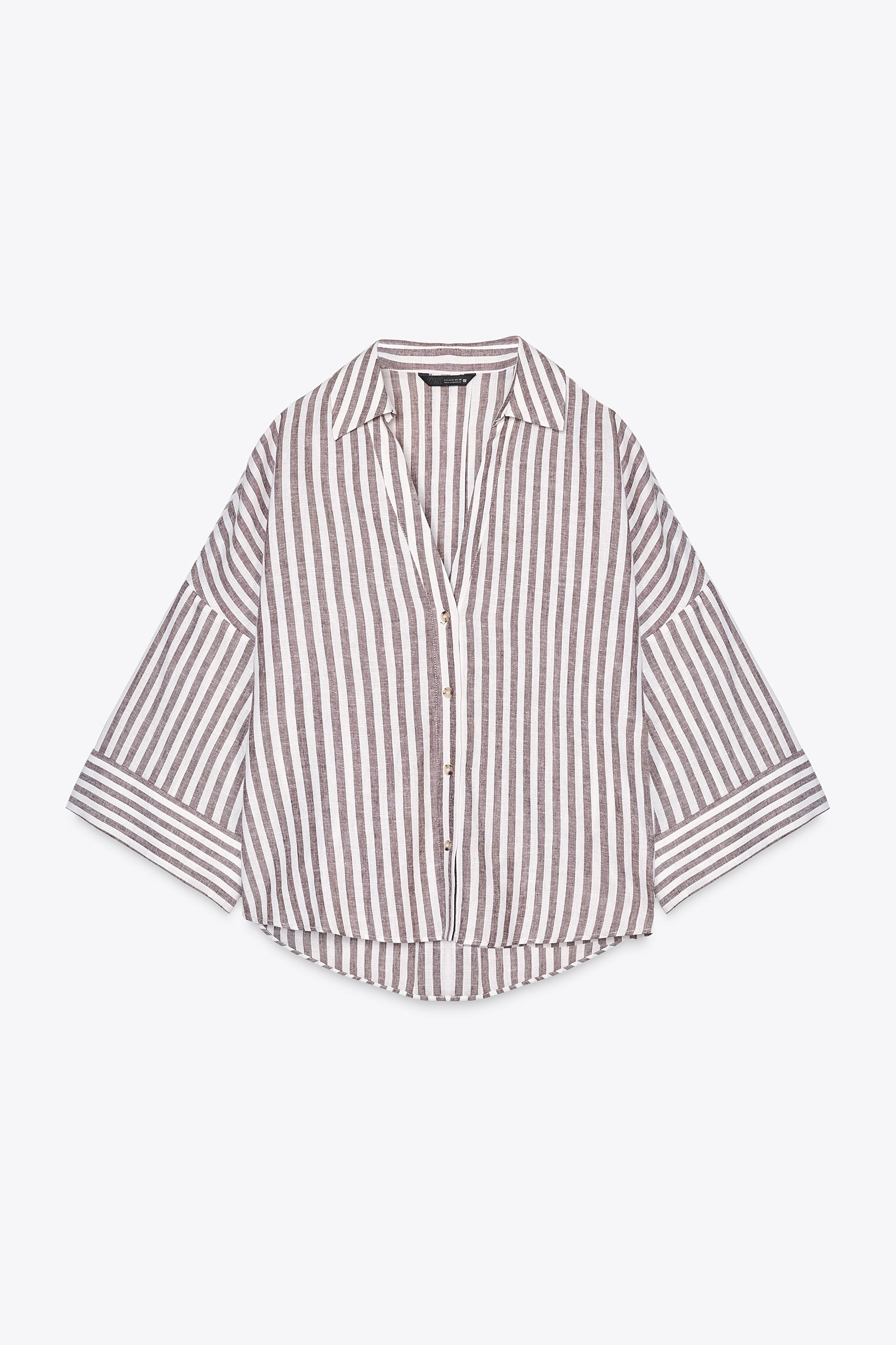 WIDE-SLEEVED LINEN SHIRT | Zara US