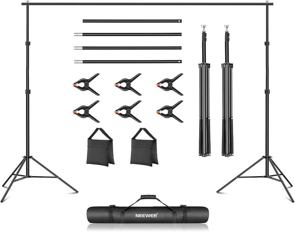 Neewer Photo Studio Backdrop Support System, 10ft/3m Wide 6.6ft/2m High Adjustable Background Sta... | Amazon (US)