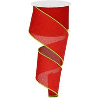 2.5 X 10 Yards - Lime & Red Royal Buralp Wired Ribbon, Green Green Edge Christmas Ribbon | Etsy (US)