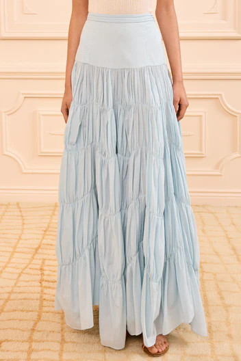 Davina Drop Tiered Skirt - Adriatic | Ulla Johnson