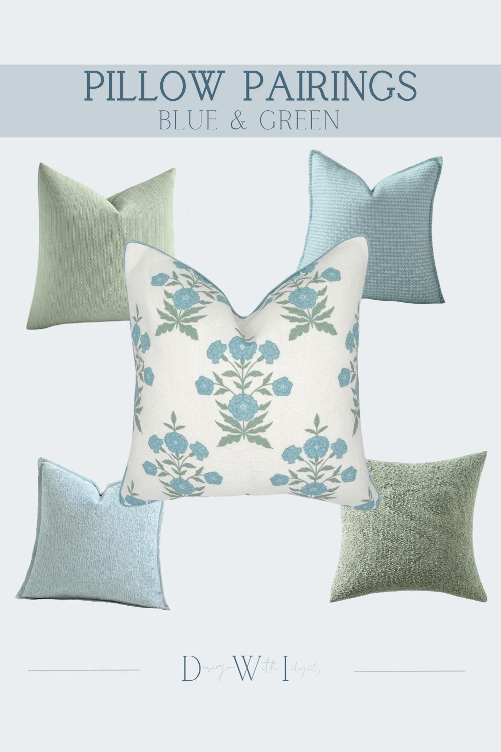 This blue and green pillow pairing feels fresh, layered, and effortlessly balanced. Soft sage and airy blue tones create a calming foundation, while the floral centerpiece adds movement and a subtle focal point. Textured solids and finely woven patterns bring depth without competing, allowing the palette to feel cohesive and thoughtfully styled. The result is a relaxed yet refined arrangement that works beautifully across sofas, beds, and lounge seating.

Shop the curated pillow pairing to recreate this designer layered look in your home.


#PillowPairings #BlueAndGreenDecor #LayeredTextures #InteriorDesignDetails #StyledHome 

 #LTKSeasonal #LTKHome

#LTKHome