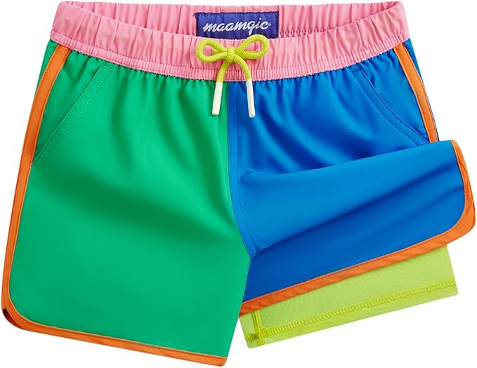 maamgic Boys Swim Trunks with Compression Liner Vintage Swim Shorts Toddler Swimsuit | Amazon (US)