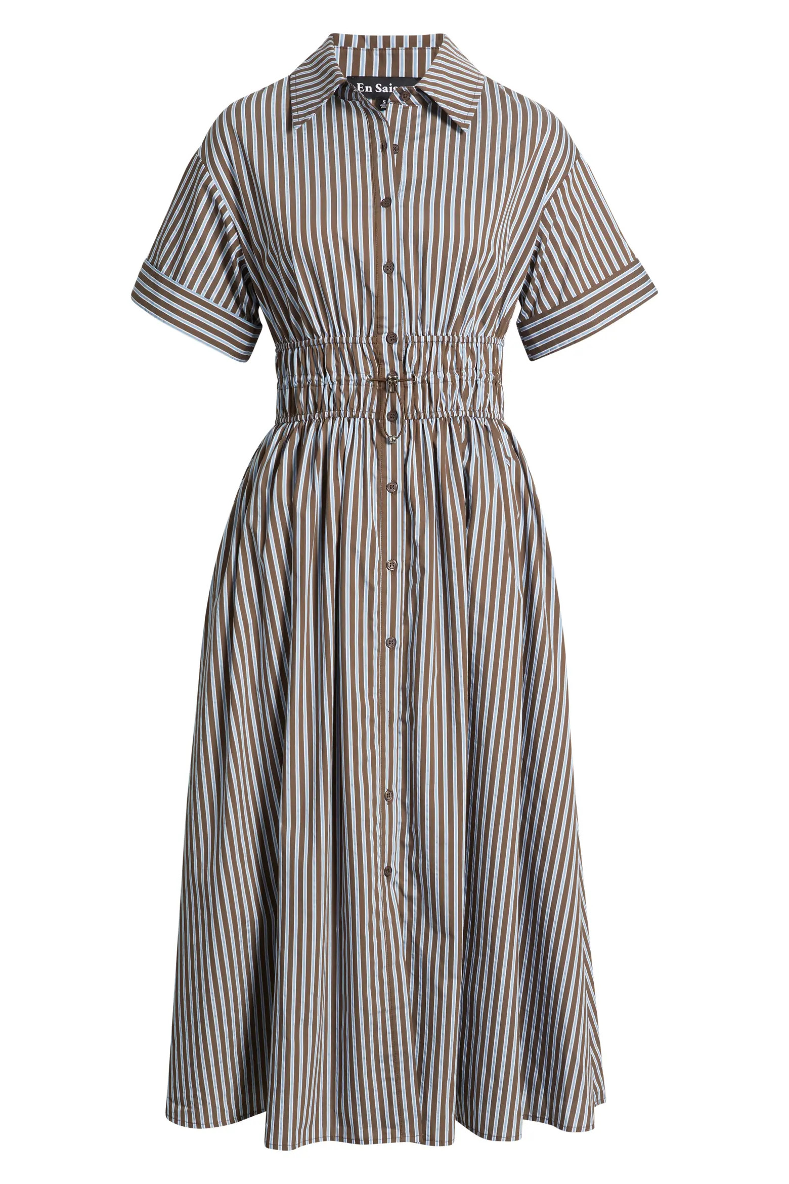 Stripe Short Sleeve Cotton Blend Midi Shirtdress (Women) | Nordstrom | Nordstrom