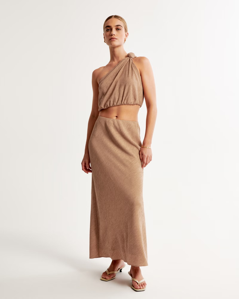 Crinkle Textured Column Maxi Skirt | Abercrombie & Fitch (US)