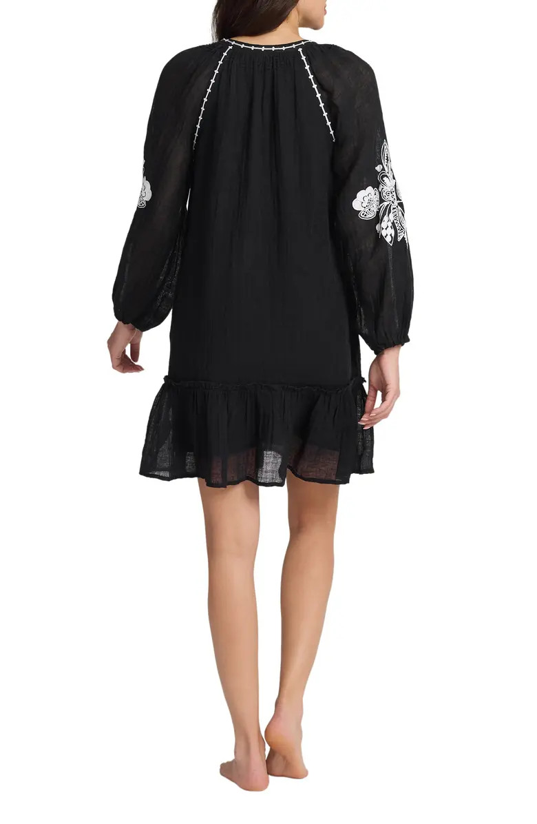 Tommy Bahama Long Sleeve Embroidered Linen Gauze Cover-Up Dress | Nordstrom | Nordstrom
