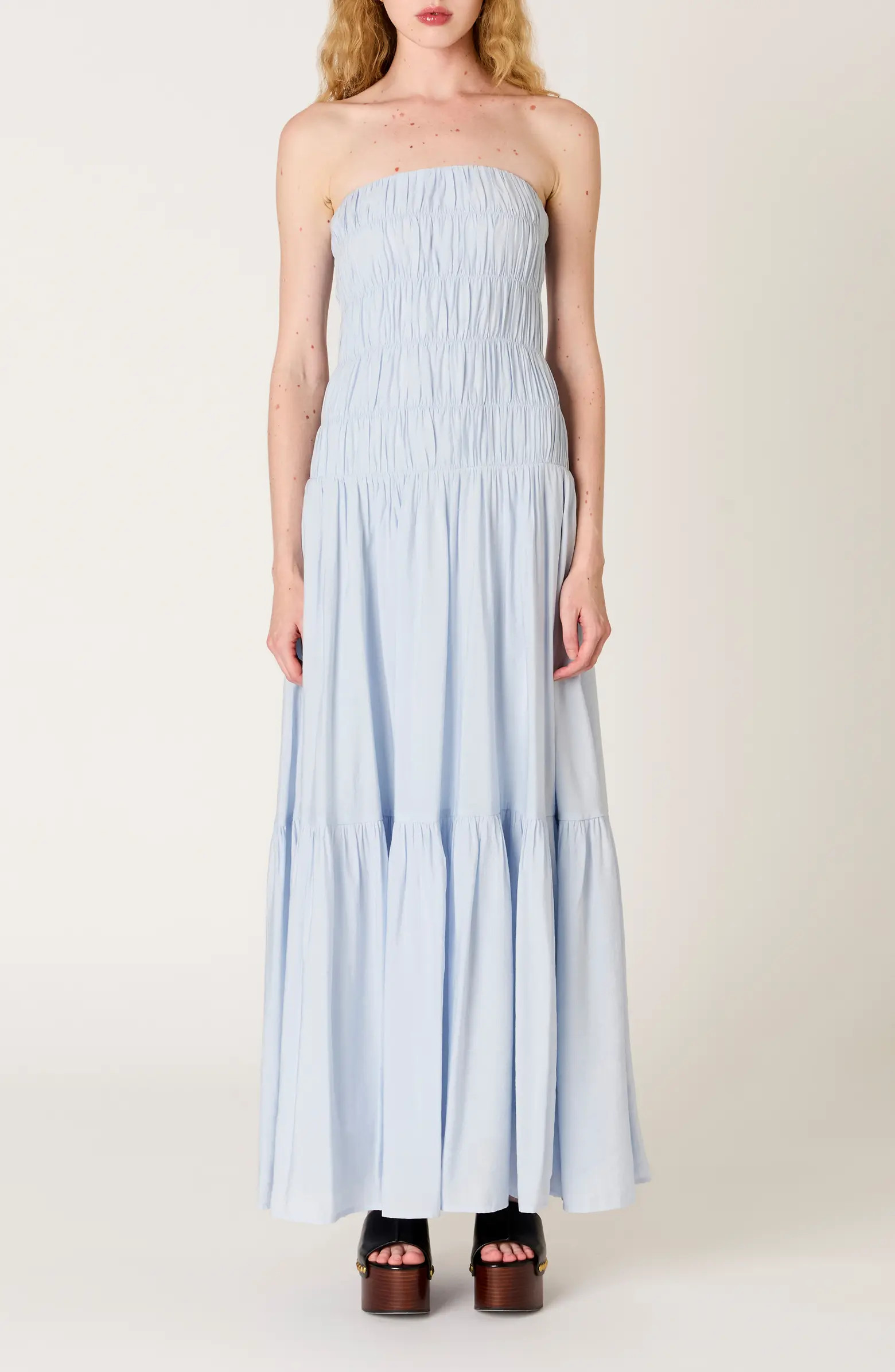 Rocio Shirred Strapless Tiered Maxi Dress | Nordstrom