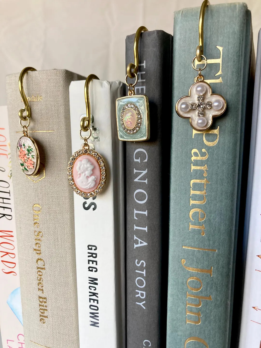 Handmade Rustic Metal Bookmark With Floral, Opal, Pearl, Cameo Charms - Etsy | Etsy (US)
