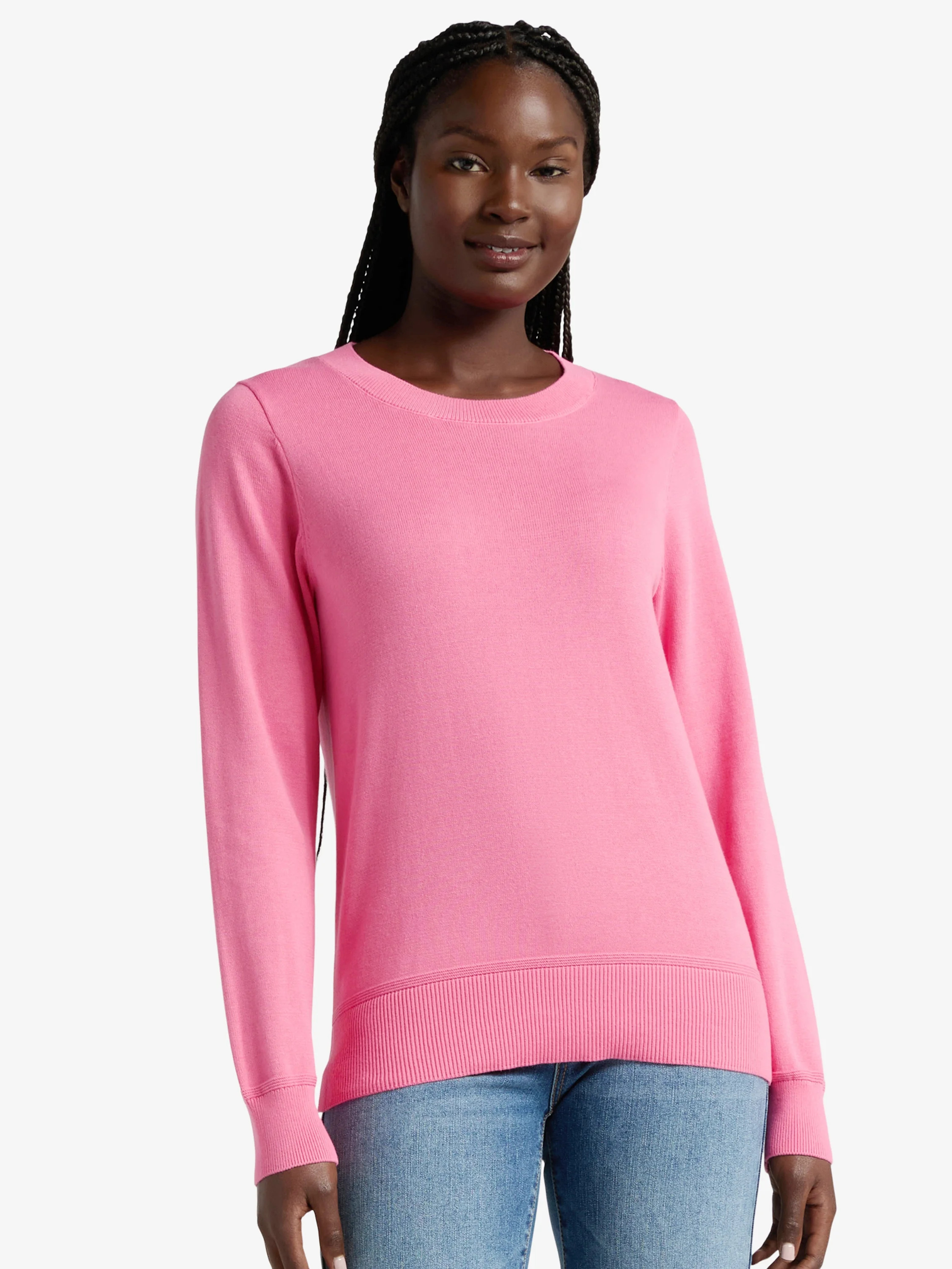 Time and Tru Women’s Fine Gauge Sweater with Long Sleeves, Lightweight, Sizes XS-XXXL | Walmart (US)