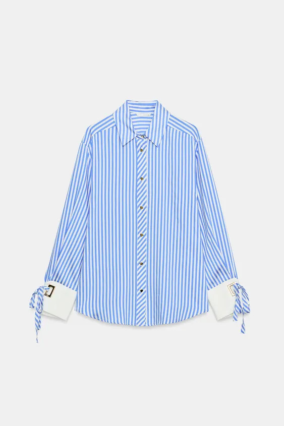 STRIPED SHIRT WITH BOWS | Zara UK