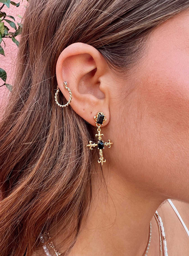 Castial Earrings Gold / Black | Princess Polly US