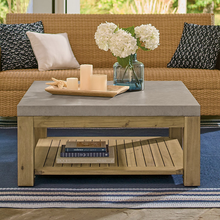 Monterrey Cement Outdoor Outdoor Coffee Table - Grandin Road | Grandin Road