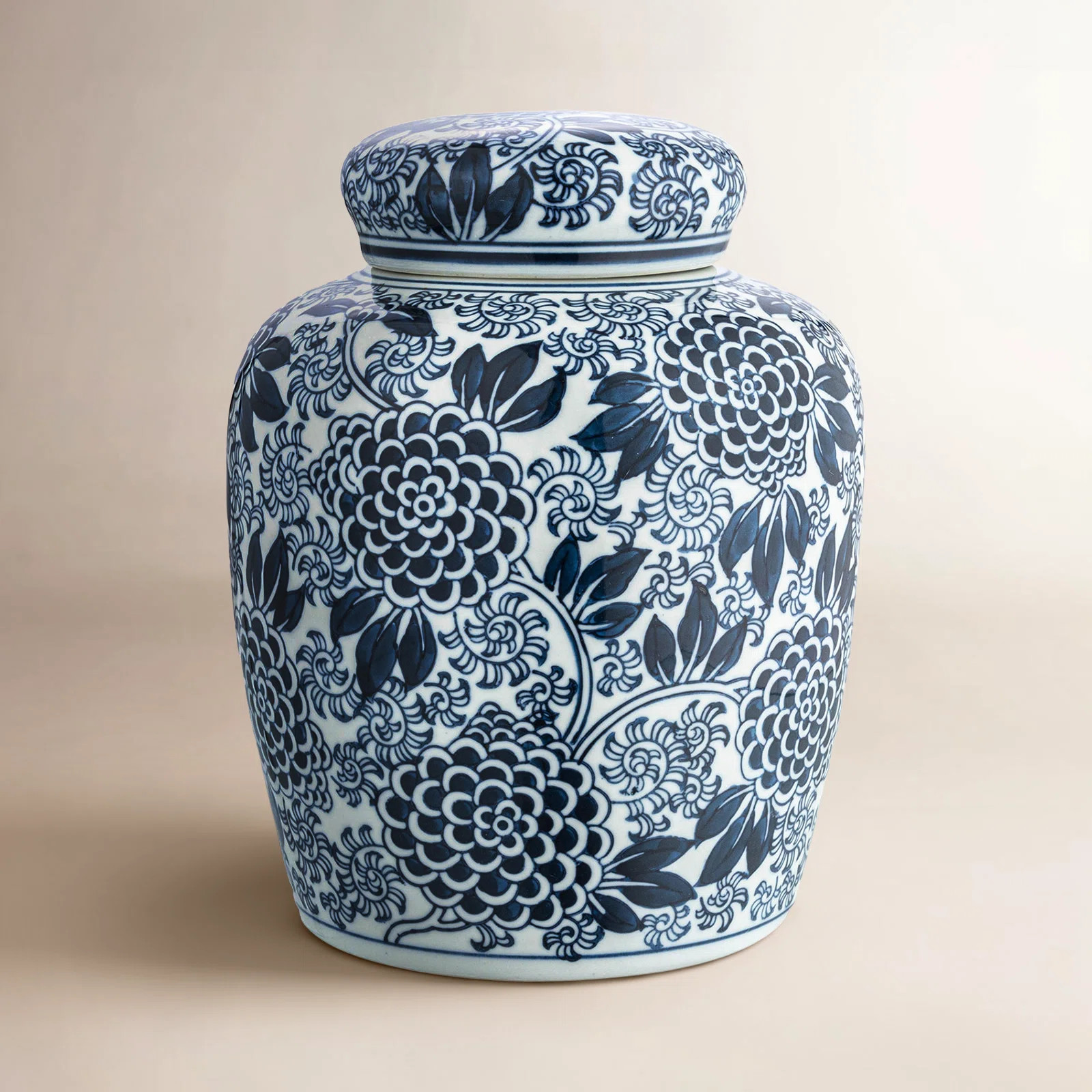 Chadwicks Decorative Chrysanthemum Ceramic Ginger Jar with Lid | Wayfair North America