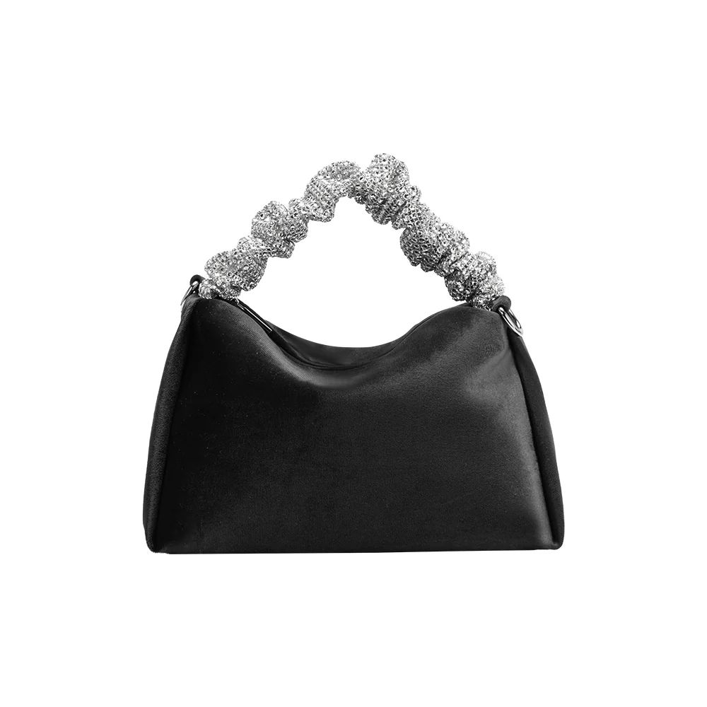 Black Estela Velvet Top Handle Bag | Melie Bianco | Melie Bianco