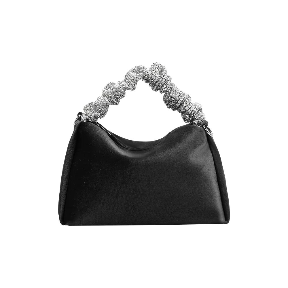 Black Estela Velvet Top Handle Bag | Melie Bianco | Melie Bianco