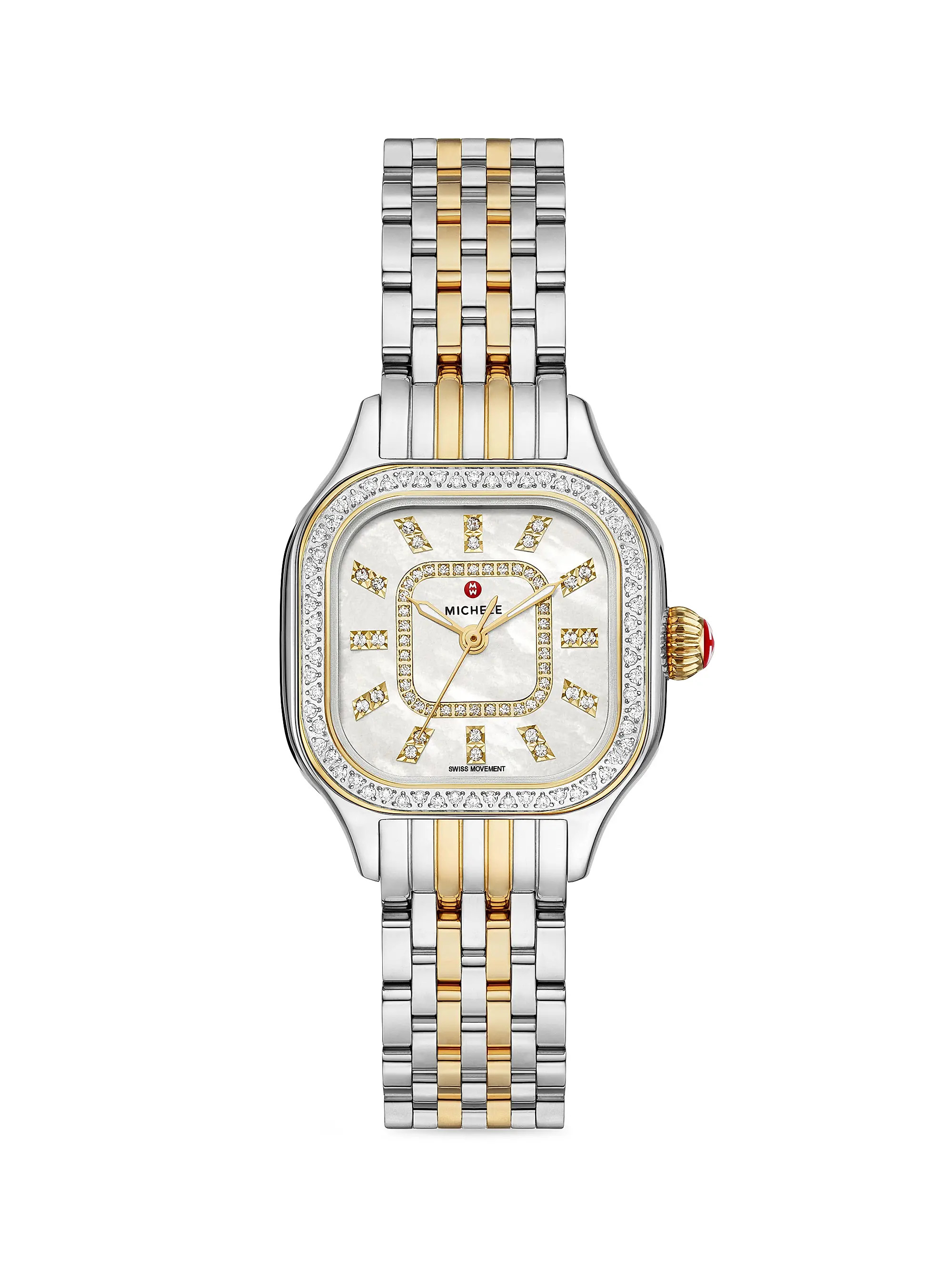 Michele Meggie Two-Tone Stainless Steel &amp; 0.47 TCW Diamond Bracelet Watch/29MM | Saks Fifth A... | Saks Fifth Avenue