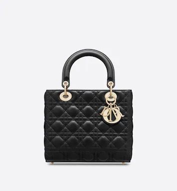 Medium Lady Dior Bag Black Cannage Lambskin | DIOR | Dior Couture