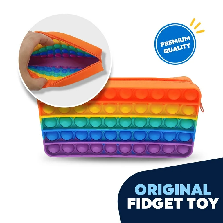 Pop Push It Pencil Case Fidget Toy, Back To School Rainbow Colors Bubble Fidget Sensory Games for... | Walmart (US)
