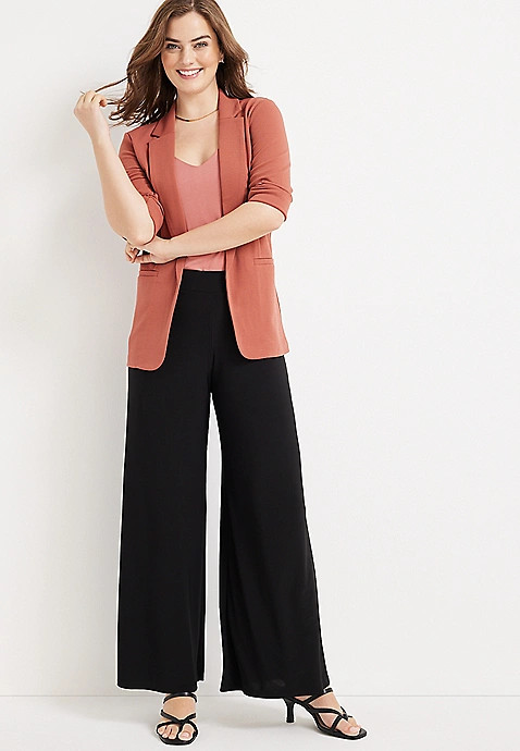 Knit High Rise Wide Leg Pant | Maurices