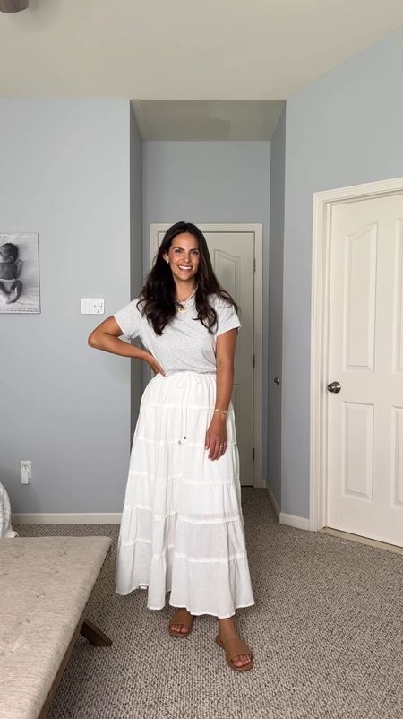 Amazon maxi skirt! Free people look for less! I’m in a medium! 

Summer outfit 
Vacation outfit
Spring outfit
Boho outfit
White skirt 
Casual outfit 

#LTKSeasonal #LTKStyleTip #LTKFindsUnder100
