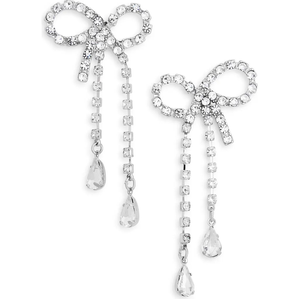 NORDSTROM RACK Crystal Bow Earrings in Clear- Rhodium at Nordstrom Rack | Nordstrom Rack