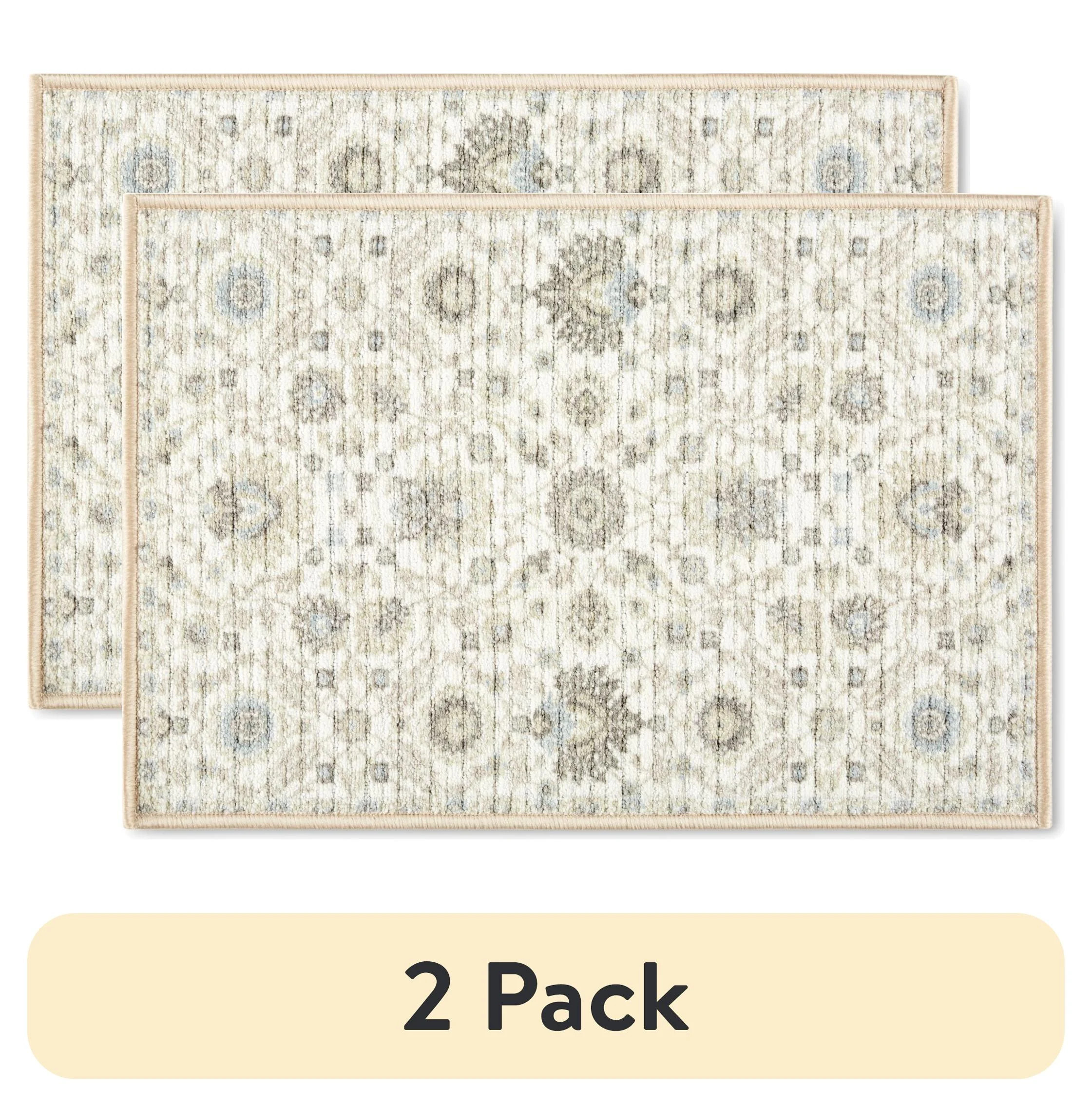 (2 pack) Mainstays Morocco Medallion Fabric Floor Mat, 18"x27", Ivory | Walmart (US)