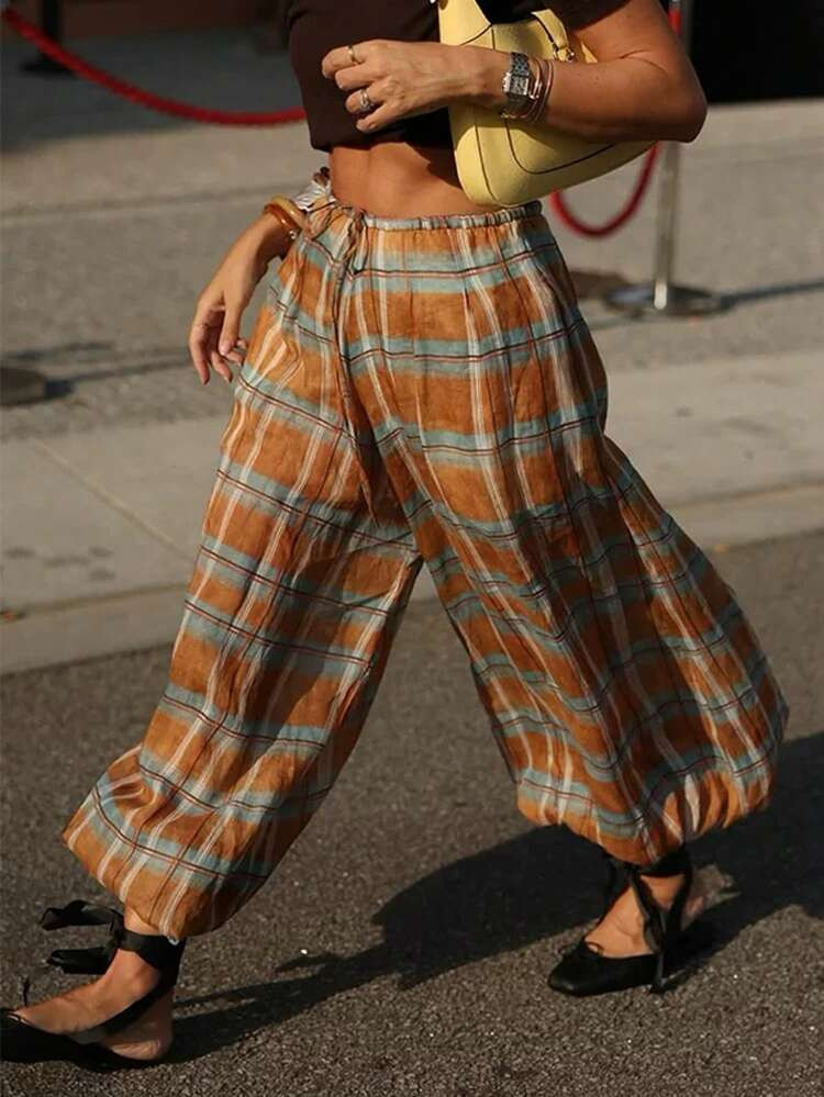 Plaid Harem Pants  | SHEIN