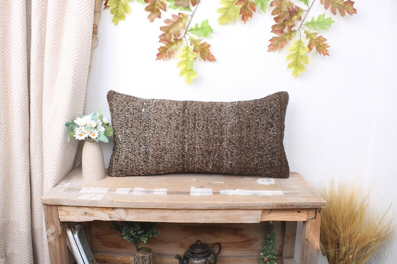 Kilim Pillow, Interior Designer Pillow, 12x24 Ethnical Kilim Rug Pillow, Turkish Pillow, Brown Cu... | Etsy (US)