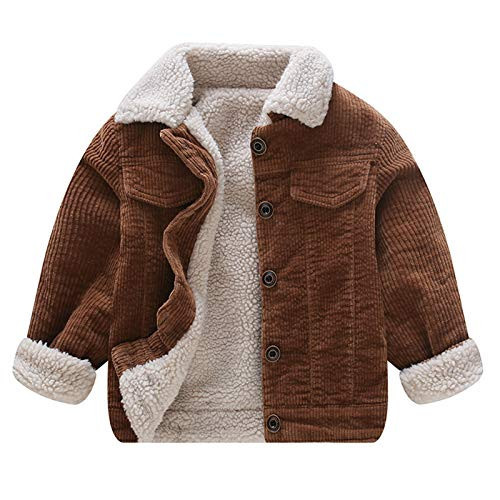 Moru Toddler Boy Winter Corduroy Jacket Baby Girl Fall Sherpa Lined Outwear Coat (Dark Brown, 6-7 Years) | Amazon (US)