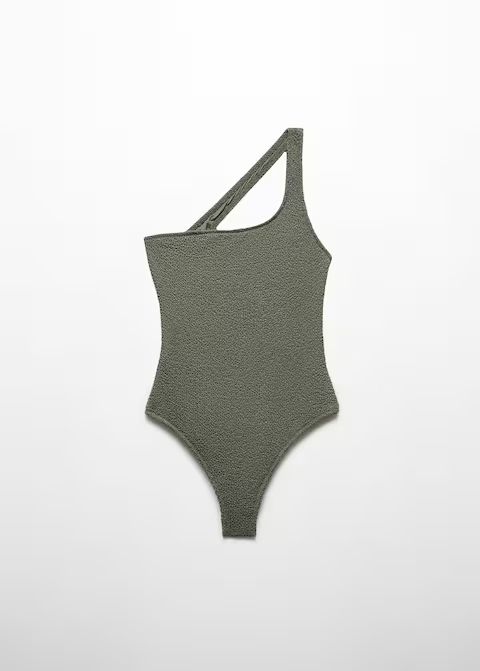 Maillot de bain asymétrique texture -  Femme | Mango France | MANGO (FR)