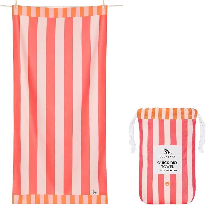 Dock & Bay Beach Towel - Quick Dry, Sand Free - Compact, Lightweight - 100% Recycled - Includes B... | Amazon (US)