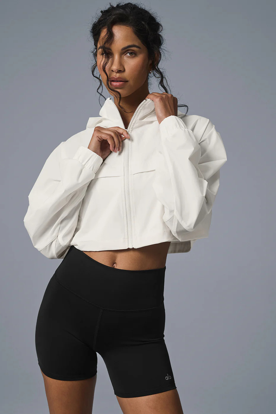 Alo Yoga� | Cropped Playmaker Jacket in Ivory White, Size: Medium | Alo Yoga (US)